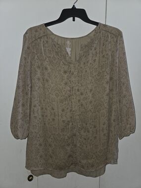 Relaxed Fit Printed Tunic Top in Light Brown